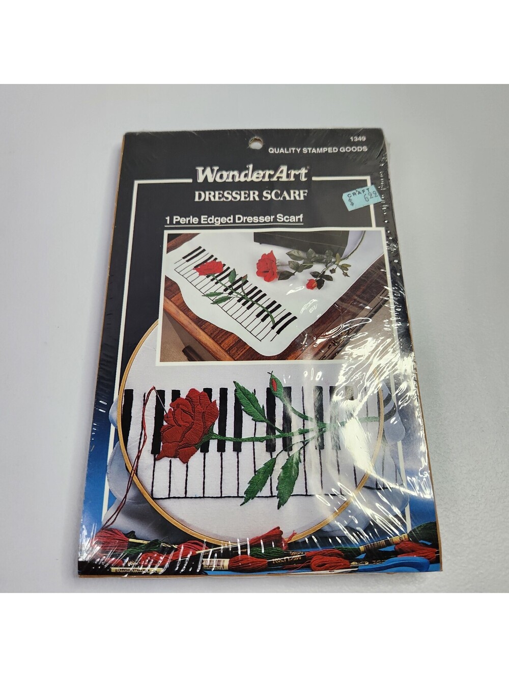 WonderArt Piano Rose dresser scarf kit